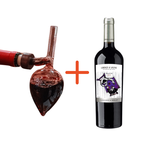 Sipi Decantador Aireador + Lorenzo & Gaspar Carmenere Merlot Gran Reserva 750ml - Viceversa